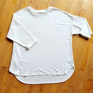 Cabana by Crown & Ivy White Top 3/4 Sleeve Sweatshirt 2X